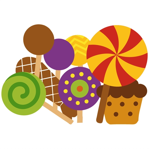 Candyland Theme Lollipop And Dessert Mix Transparent Sticker